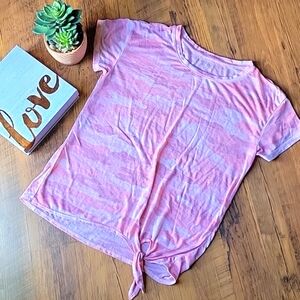Lucky Brand Pink Camo Side Twist Tie Lightweight Short Sleeve Top